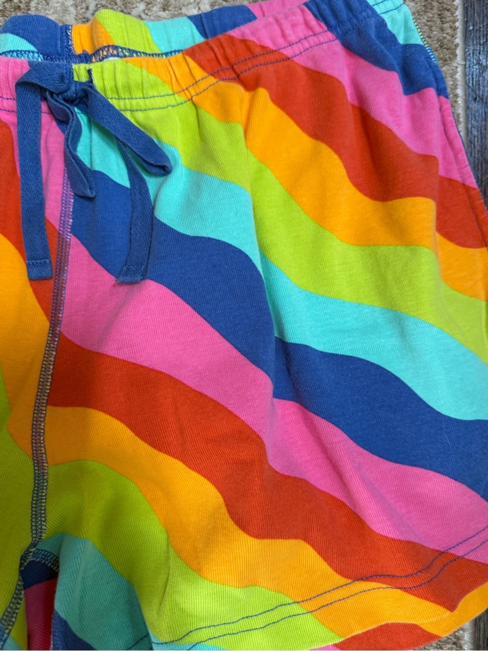 Hanna Andersson rainbow Wavy Stripe Lounge Shorts organic cotton size large - Picture 5 of 5